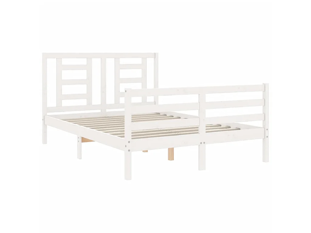Lit-140x200 cm avec tête de lit blanc bois massif EGGB52756