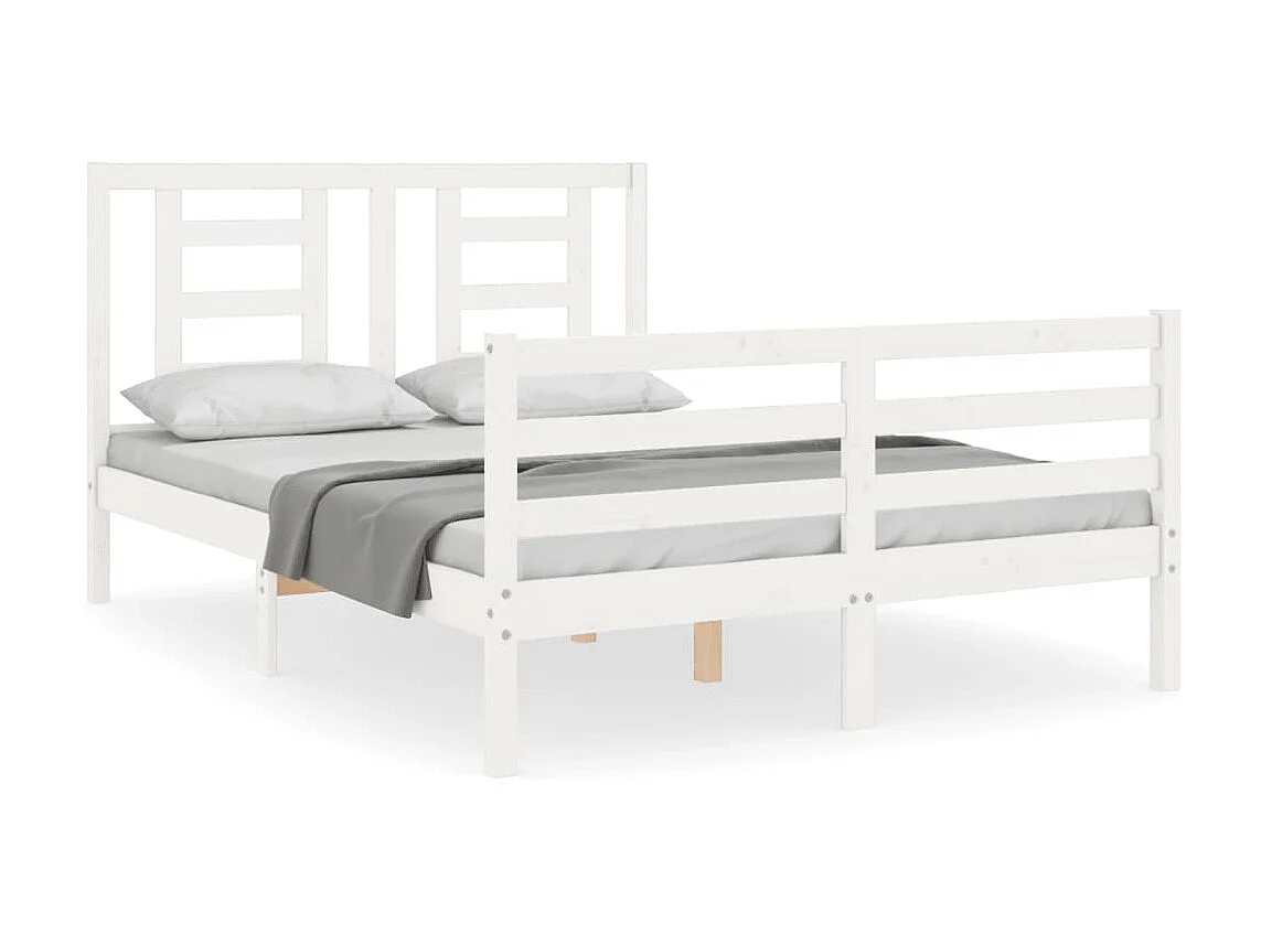 Lit-140x200 cm avec tête de lit blanc bois massif EGGB52756