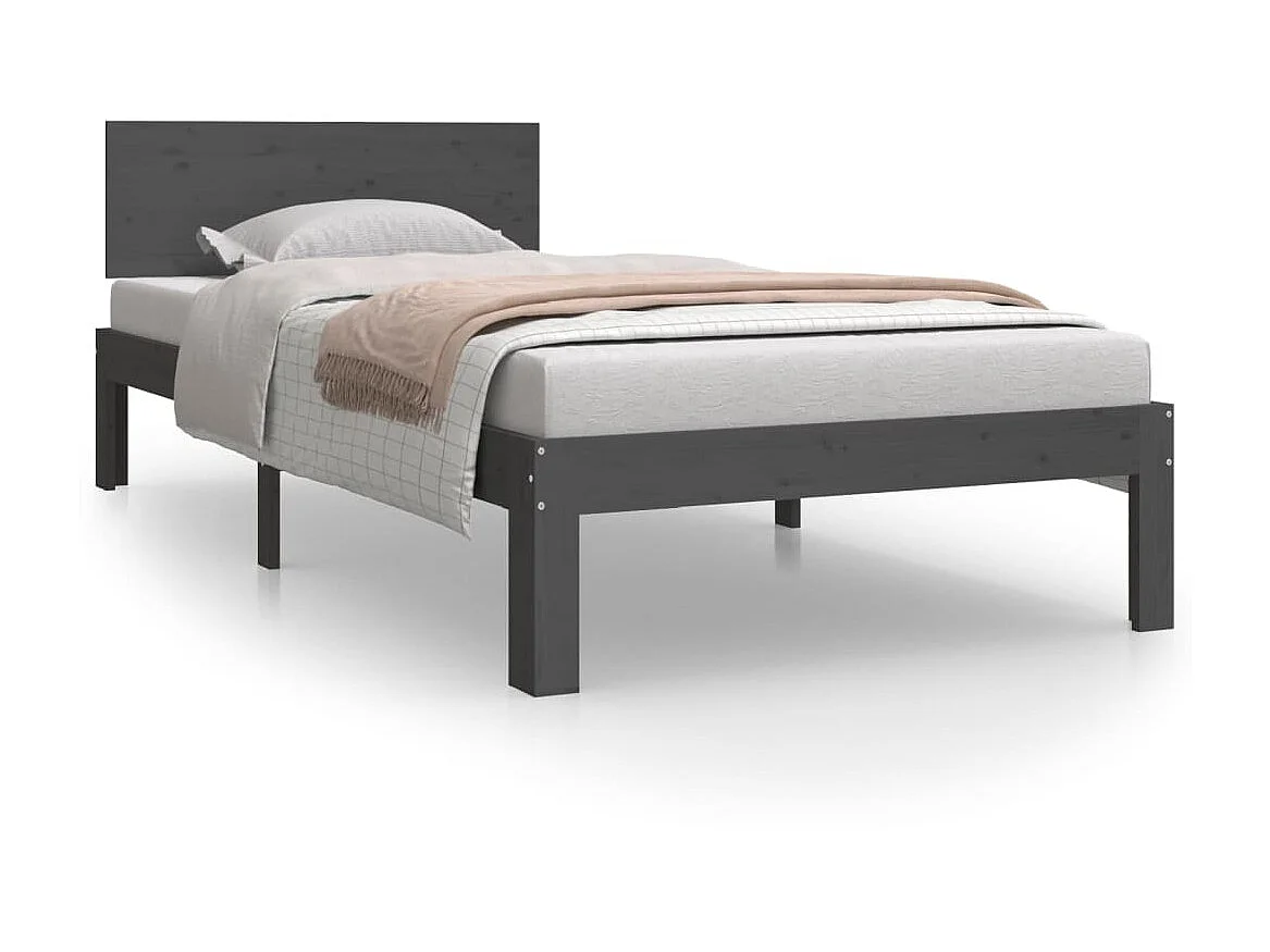 Cama 90x200 cm pinho maciço cinzento PT885389