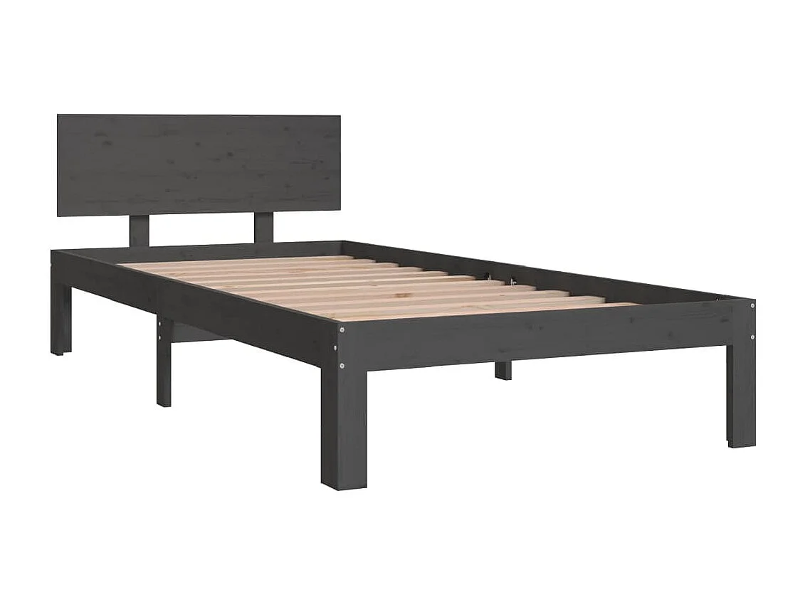 Cama 90x200 cm pinho maciço cinzento PT885389