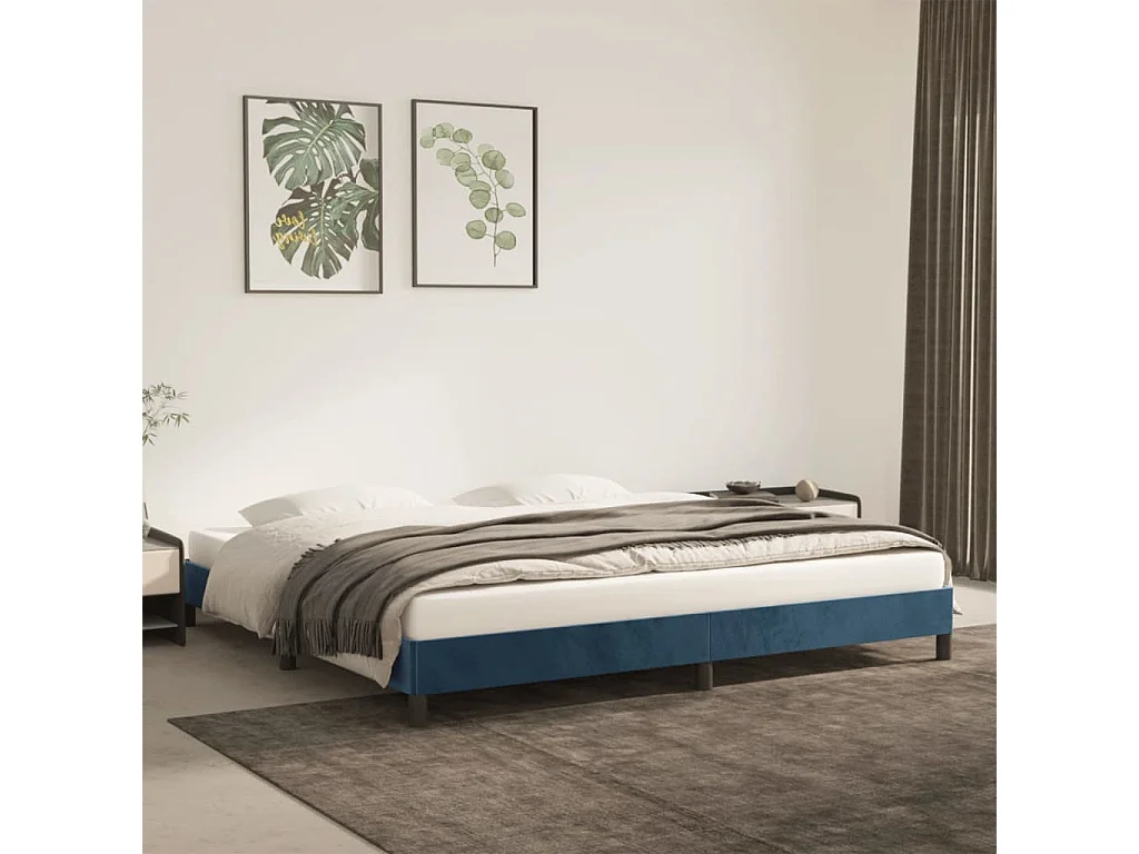 Lit-200x200 cm Bleu foncé Velours EGGB56043
