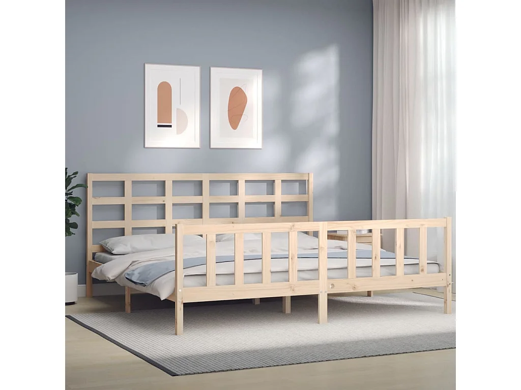 Lit-200x200 cm avec tête de lit bois massif EGGB93815