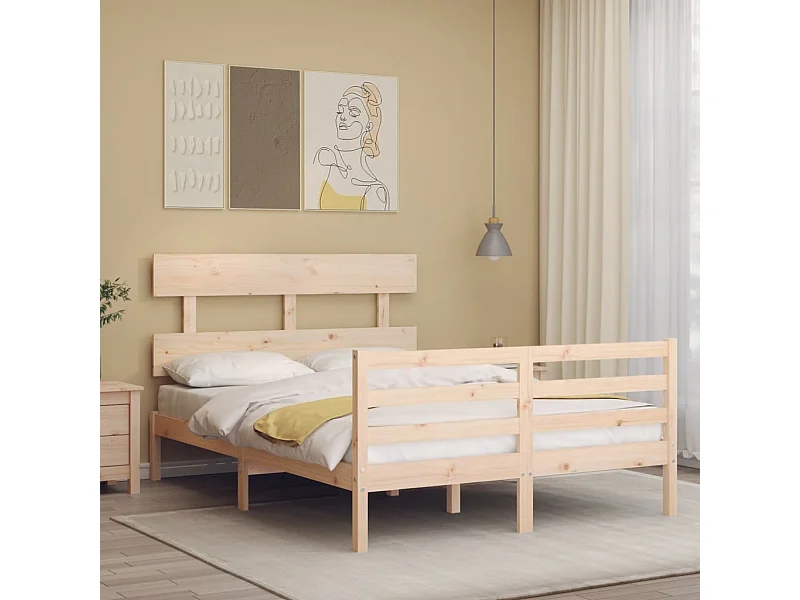Lit-120x190 cm avec tête de lit petit double bois massif EGGB27516