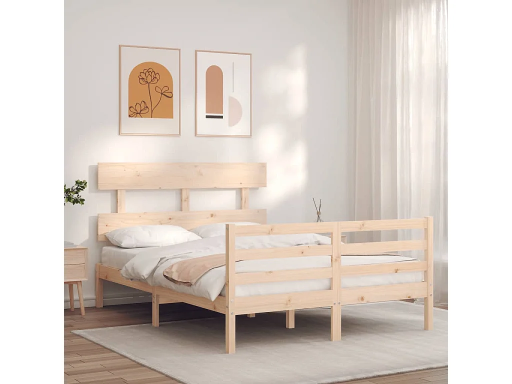 Lit-120x190 cm avec tête de lit petit double bois massif EGGB27516