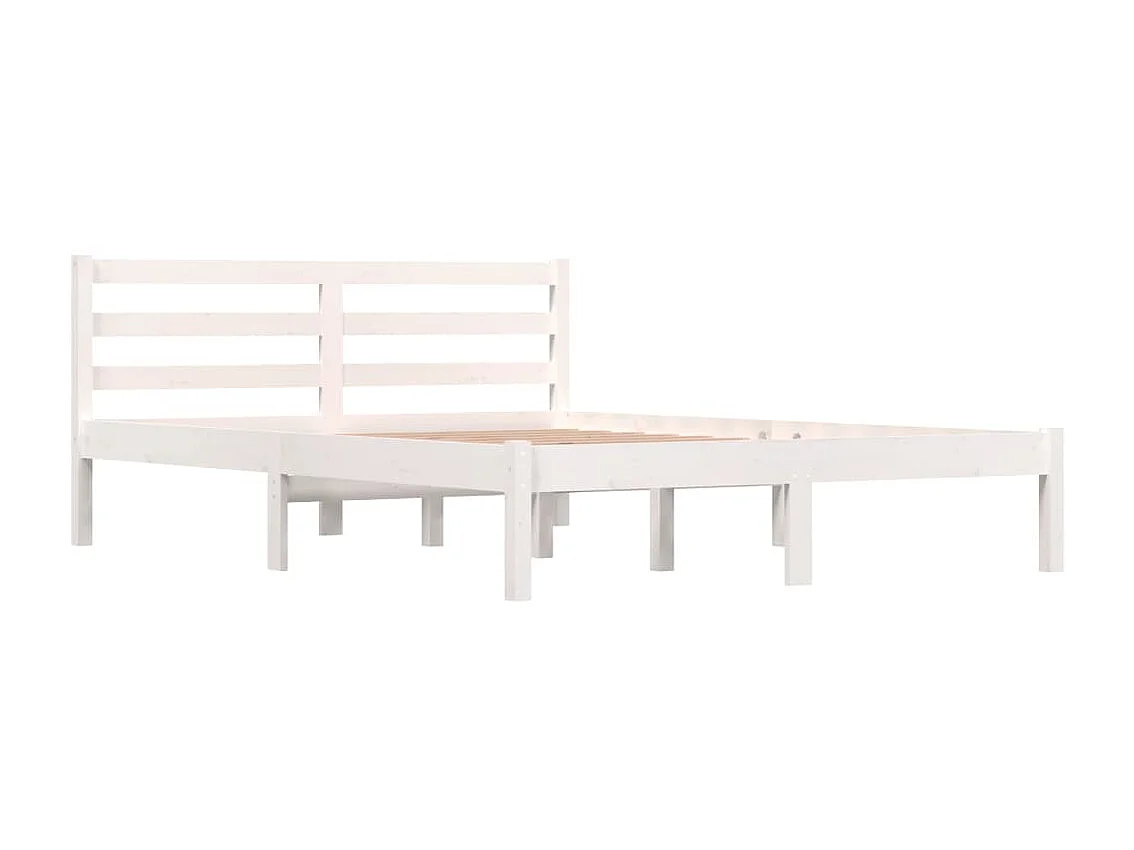 Lit-4FT6 Double Bois de pin massif Blanc double EGGB25881