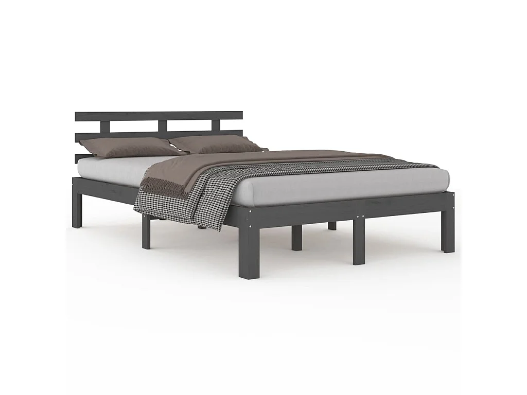 Cama 200x200 cm madeira maciça cinzento PT390946