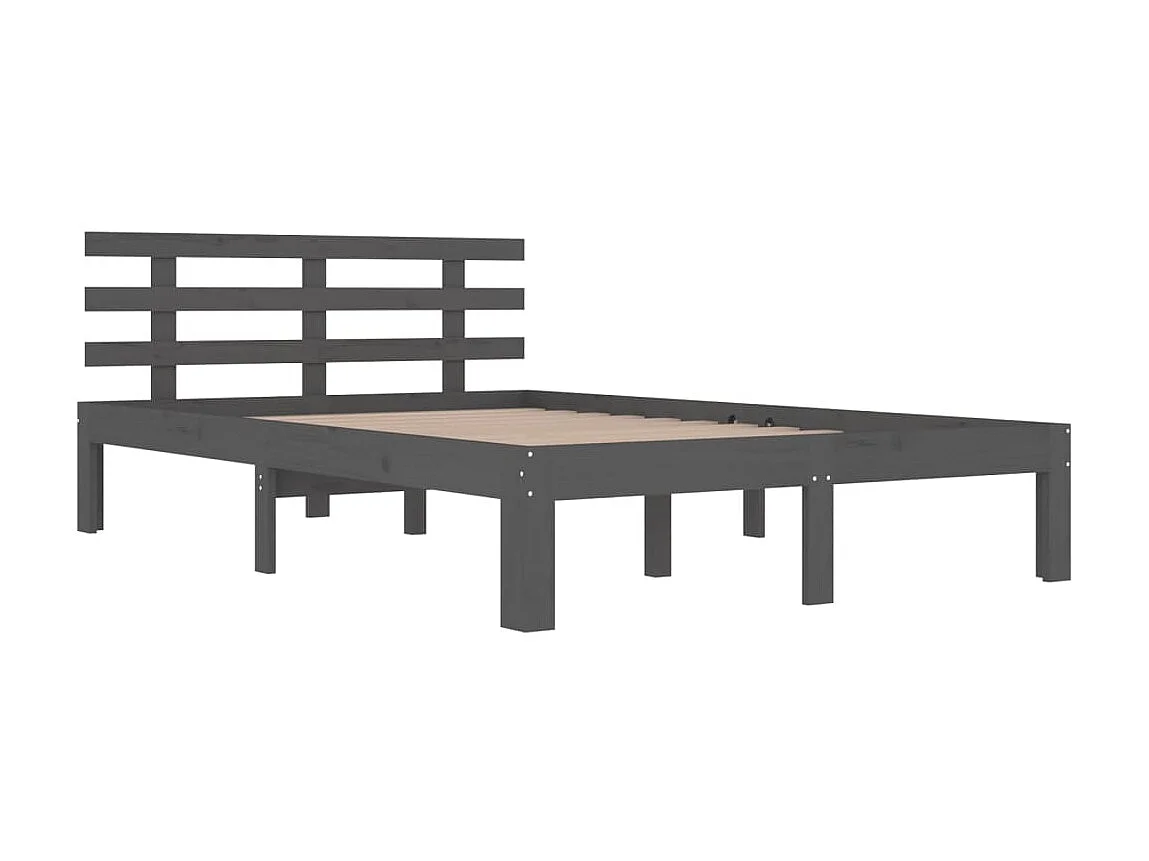 Cama 200x200 cm madeira maciça cinzento PT390946