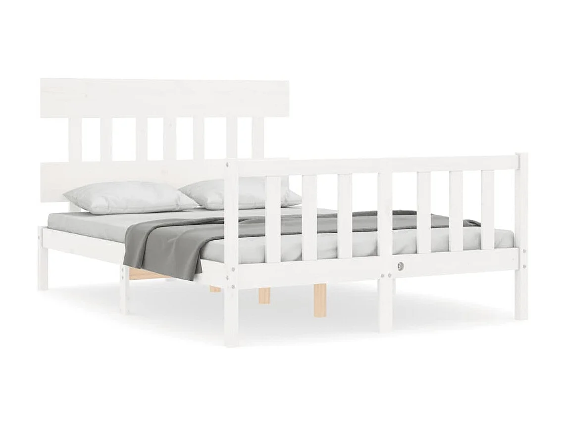 Cama com cabeceira 120x200cm madeira maciça branco PT467391