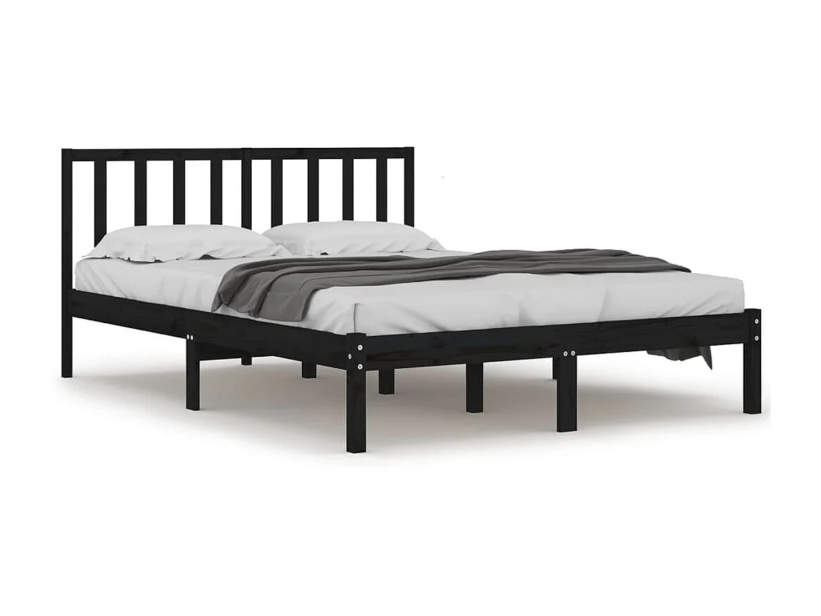 Cama 140x190 cm madeira de pinho maciça preto PT103223