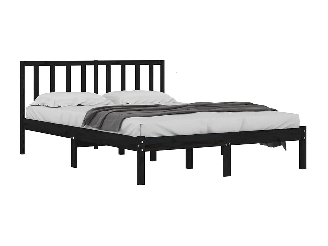 Cama 140x190 cm madeira de pinho maciça preto PT103223