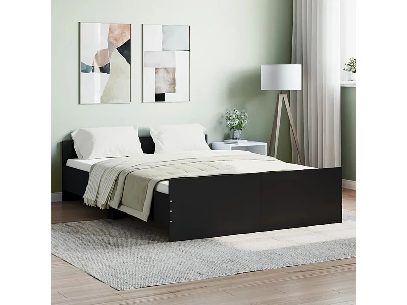 Cama com cabeceira e pés 140x190 cm preto PT201140