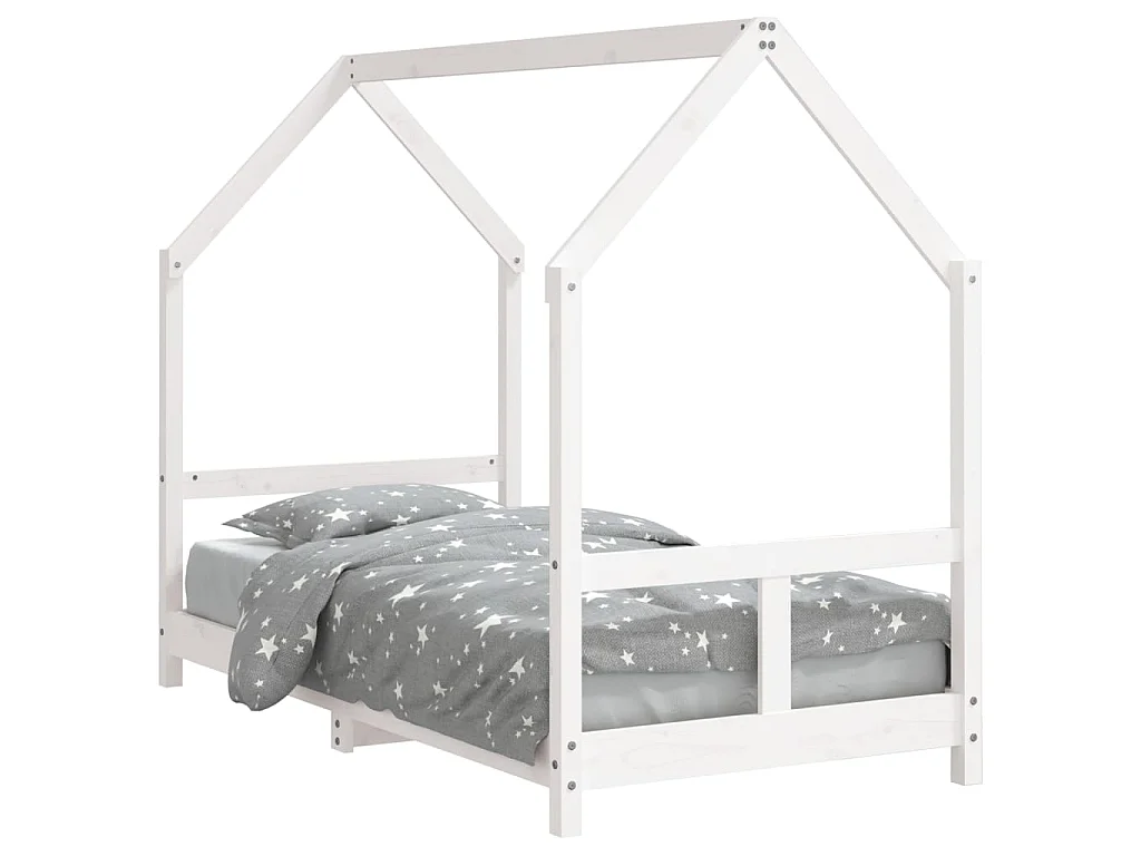 Kinderbedframe 80x160 cm massief grenenhout wit NL83037