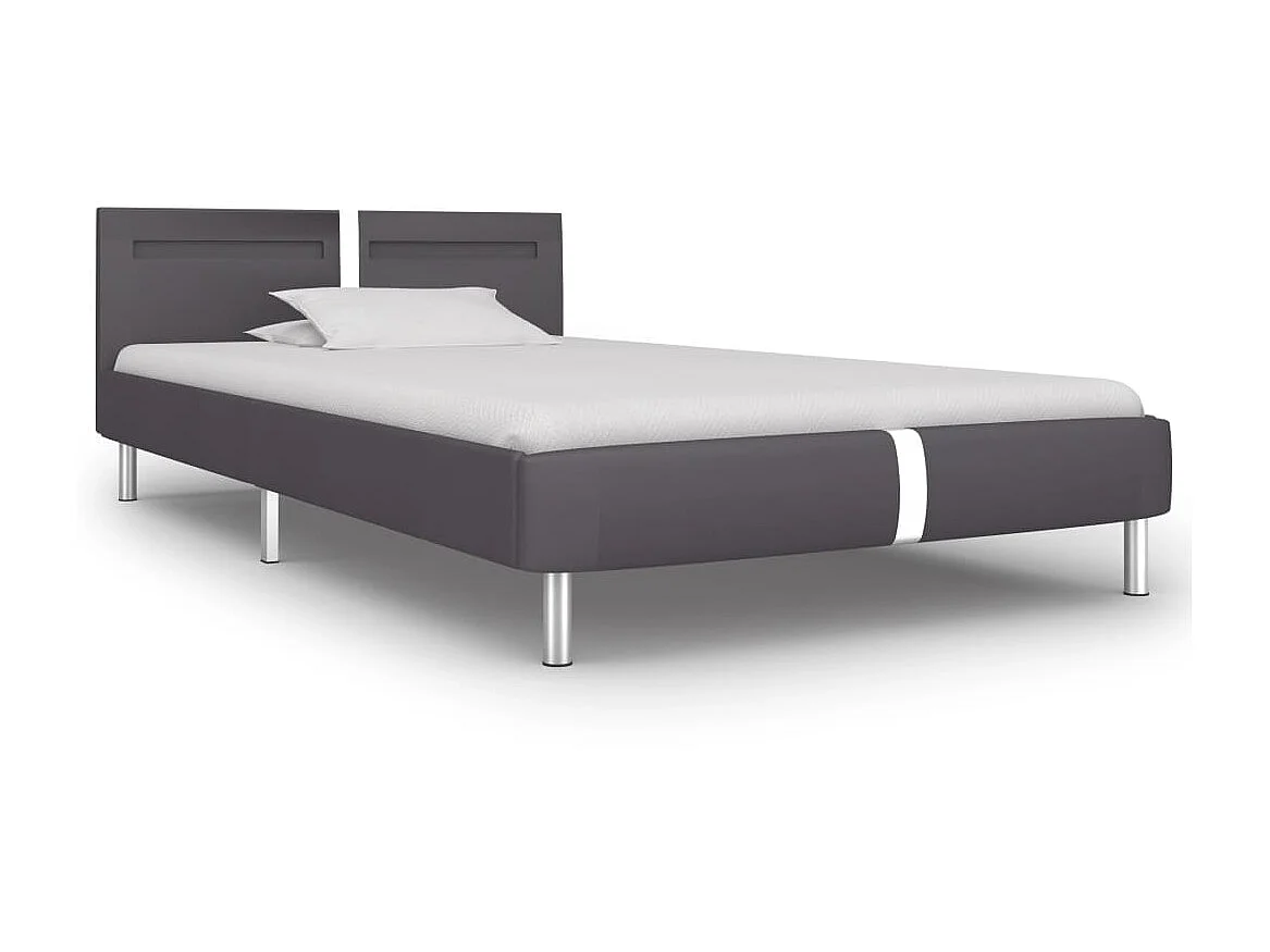 Bedframe met LED kunstleer grijs 90x200 cm NL85720