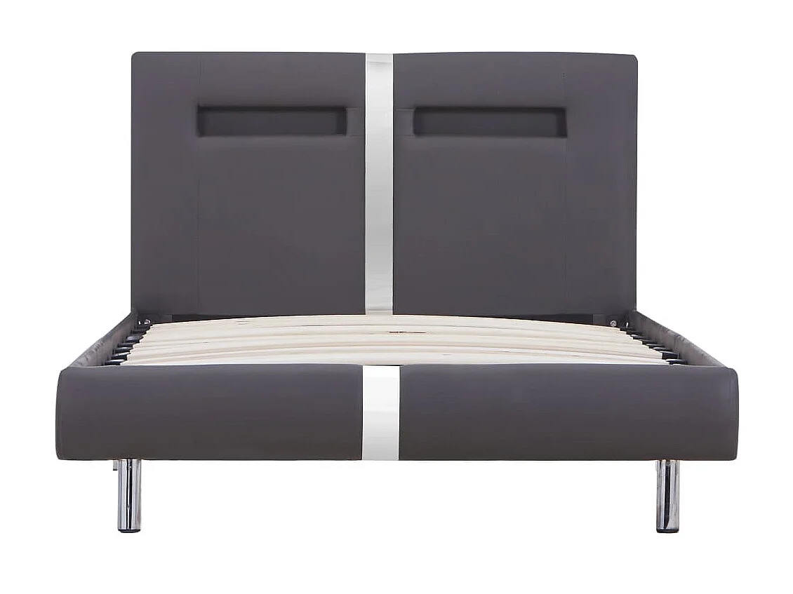 Bedframe met LED kunstleer grijs 90x200 cm NL85720