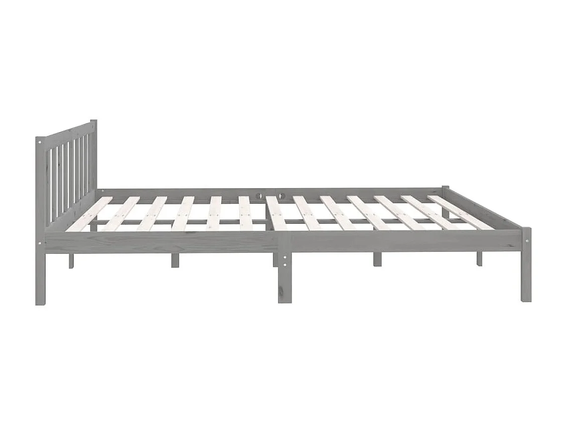 Lit-200x200 cm Gris Bois de pin massif EGGB43639