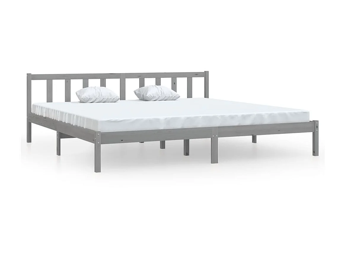 Lit-200x200 cm Gris Bois de pin massif EGGB43639