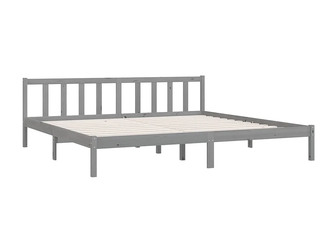 Lit-200x200 cm Gris Bois de pin massif EGGB43639