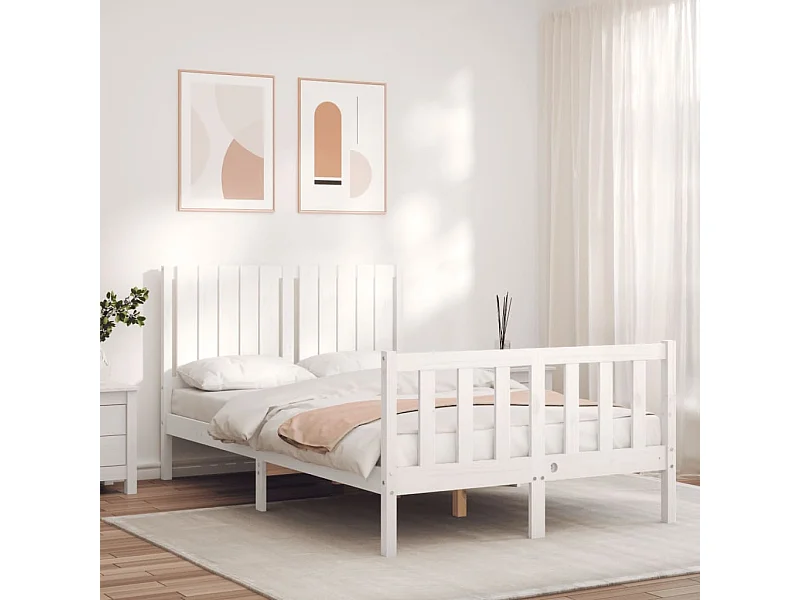 Lit-120x200 cm avec tête de lit blanc bois massif EGGB96787