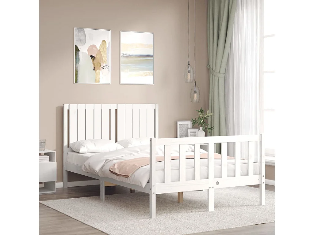 Lit-120x200 cm avec tête de lit blanc bois massif EGGB96787