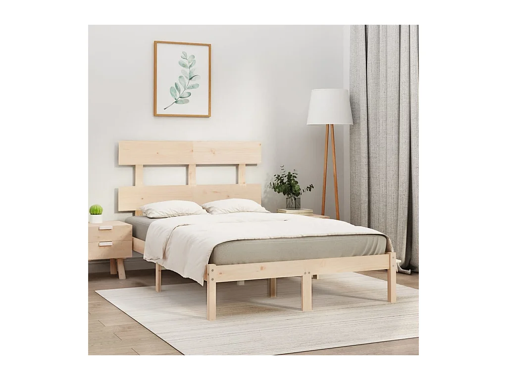 Lit-160x200 cm Bois massif EGGB12784