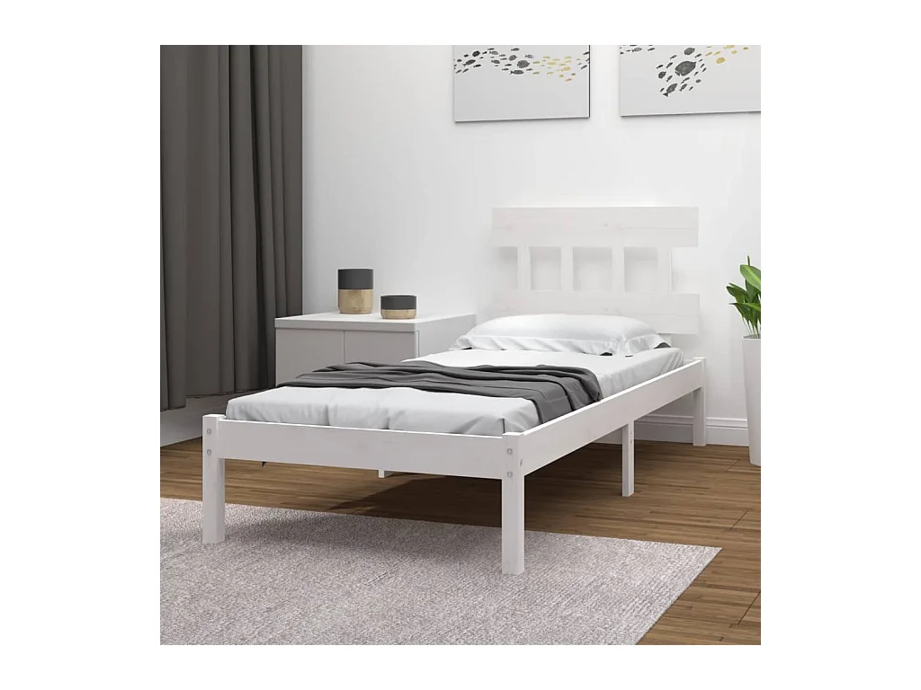 Lit-100x200 cm Blanc Bois massif EGGB39148