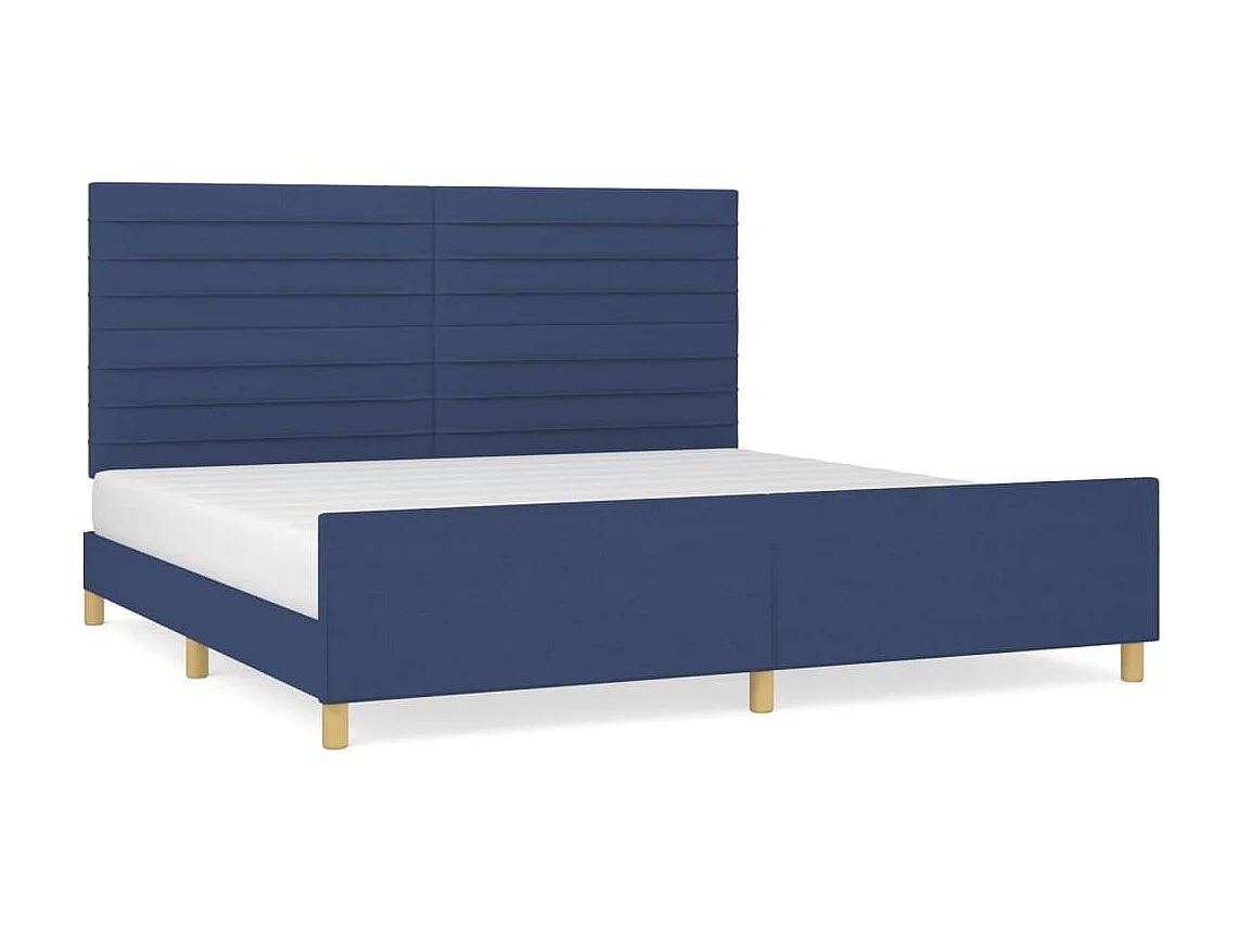 Cama com cabeceira 200x200 cm tecido azul PT377520