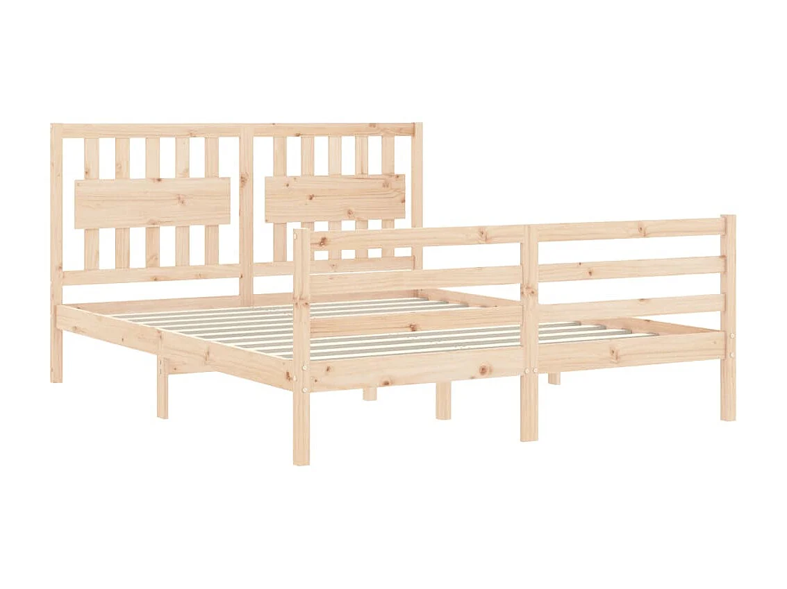 Lit-150x200 cm avec tête de lit king size bois massif EGGB54891