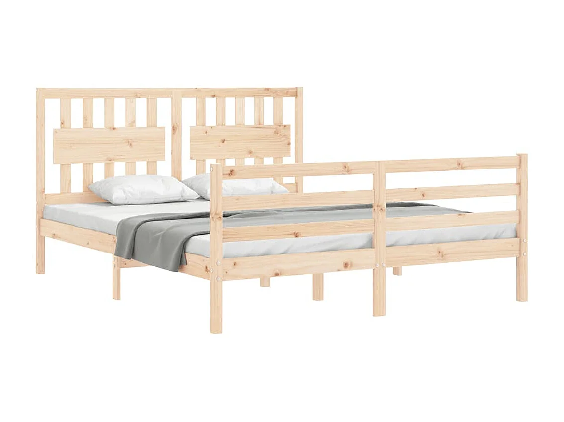 Lit-150x200 cm avec tête de lit king size bois massif EGGB54891