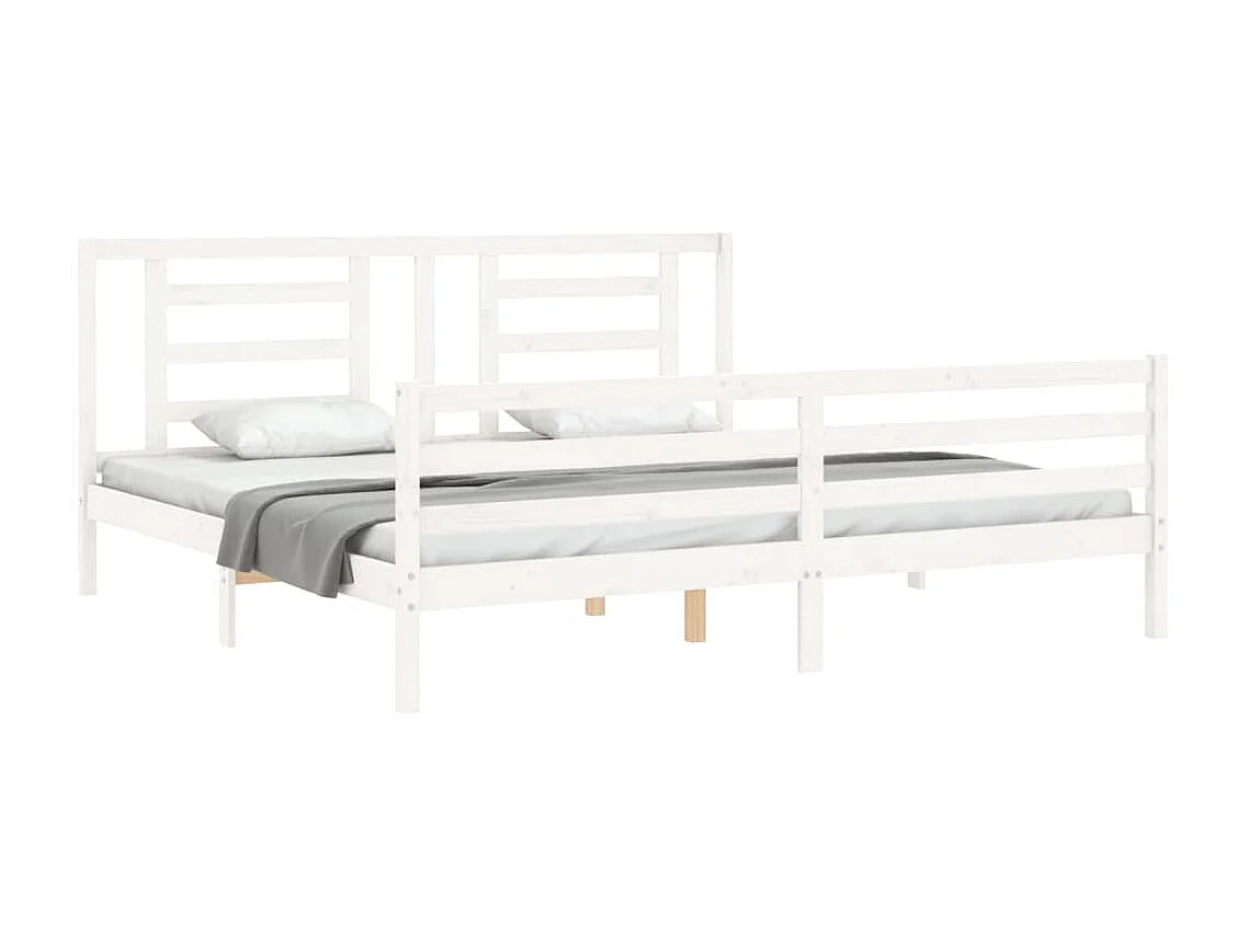 Cama com cabeceira 200x200cm madeira maciça branco PT671723