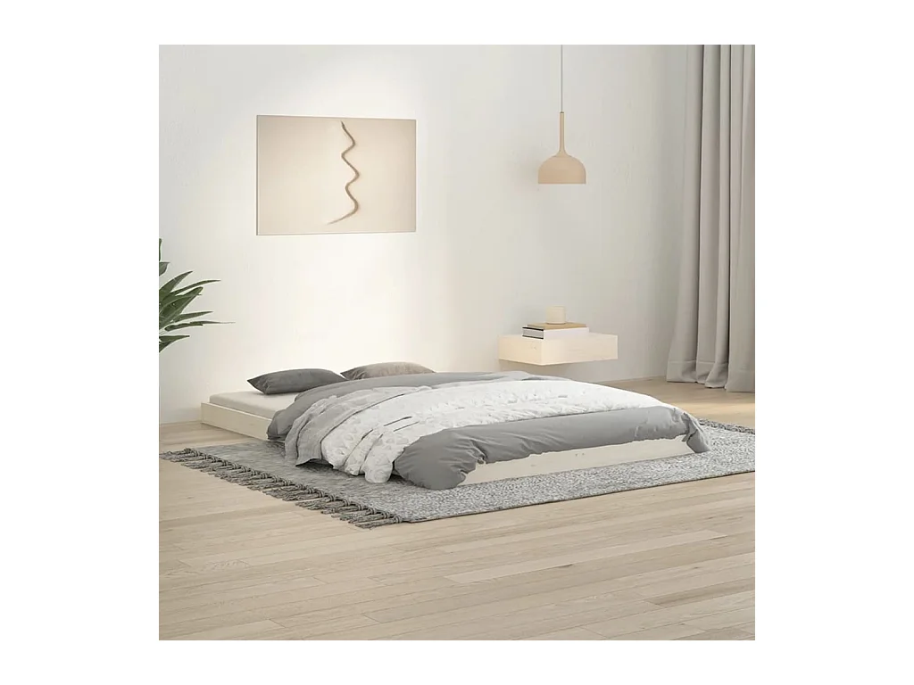 Lit-120x190 cm blanc petit double bois massif de pin EGGB73497