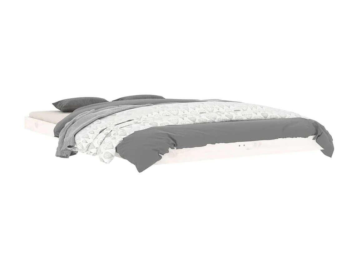 Cama de casal pequena 120x190 cm pinho maciço branco PT406126