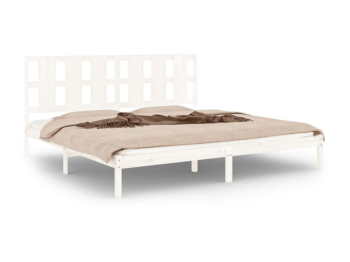 Lit-200x200 cm Blanc Bois de pin massif EGGB96162