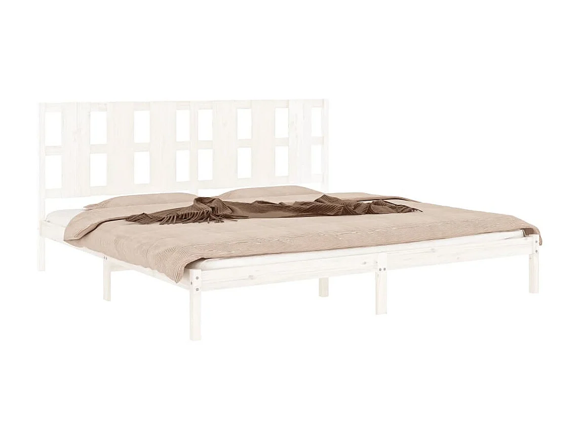 Lit-200x200 cm Blanc Bois de pin massif EGGB96162