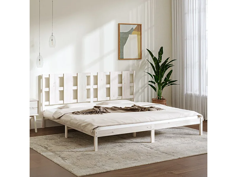 Cama 200x200 cm madera maciza de pino blanco ES58372