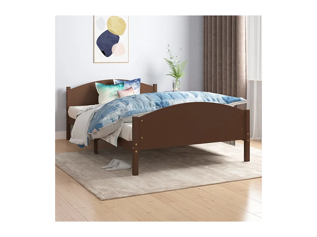 Bedframe massief grenenhout donkerbruin 120x200 cm NL58046