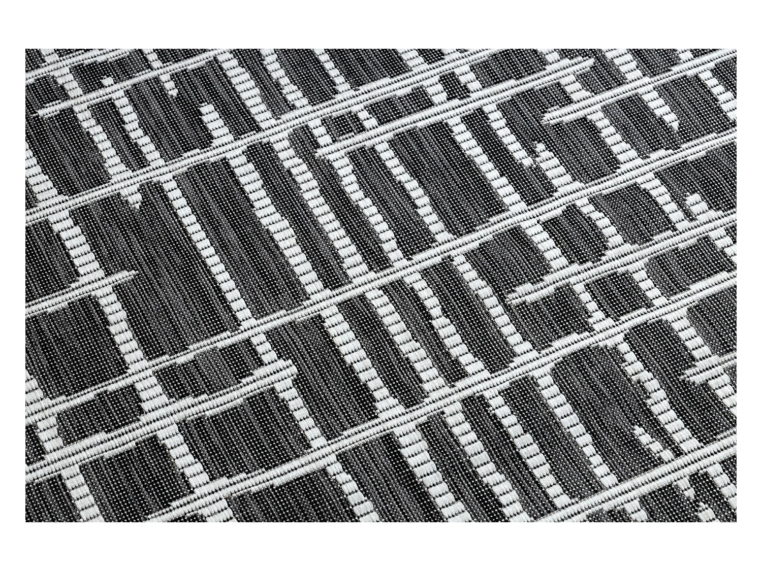 Teppich SISAL SION Gitter, Linien 22144 flach gewebt schwarz / ecru  120x170 cm