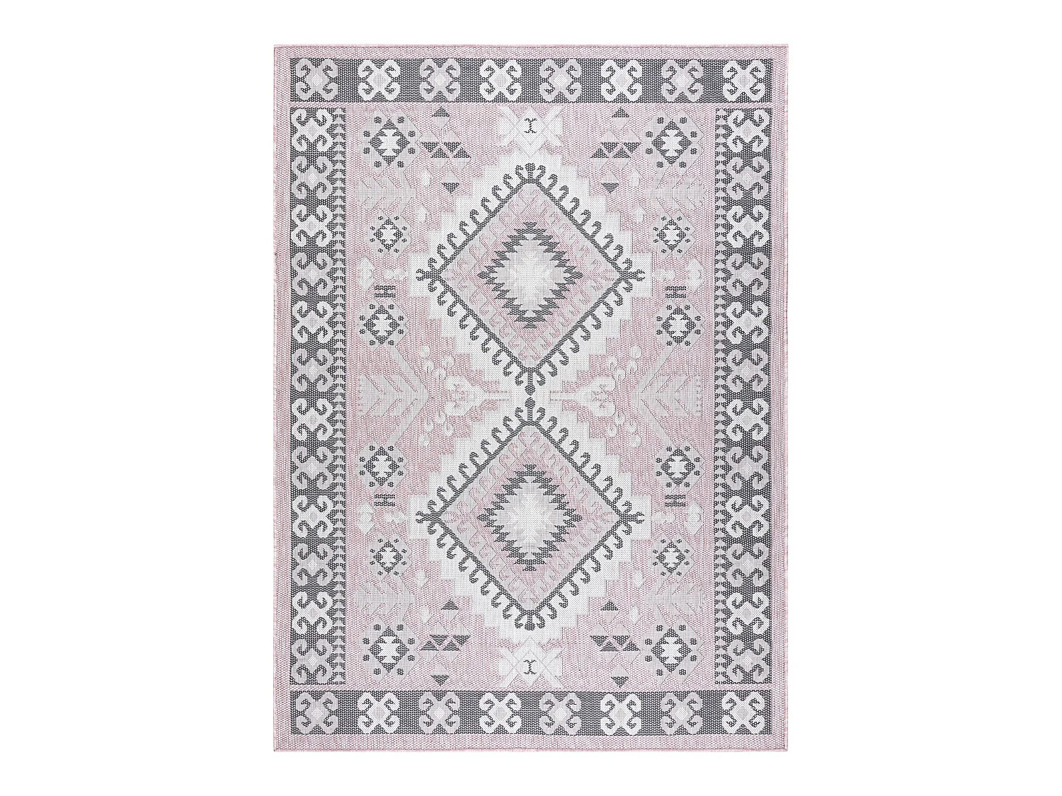Tapis SIZAL SION aztèque 3007 tissé à plat rose / ecru 140x190 cm