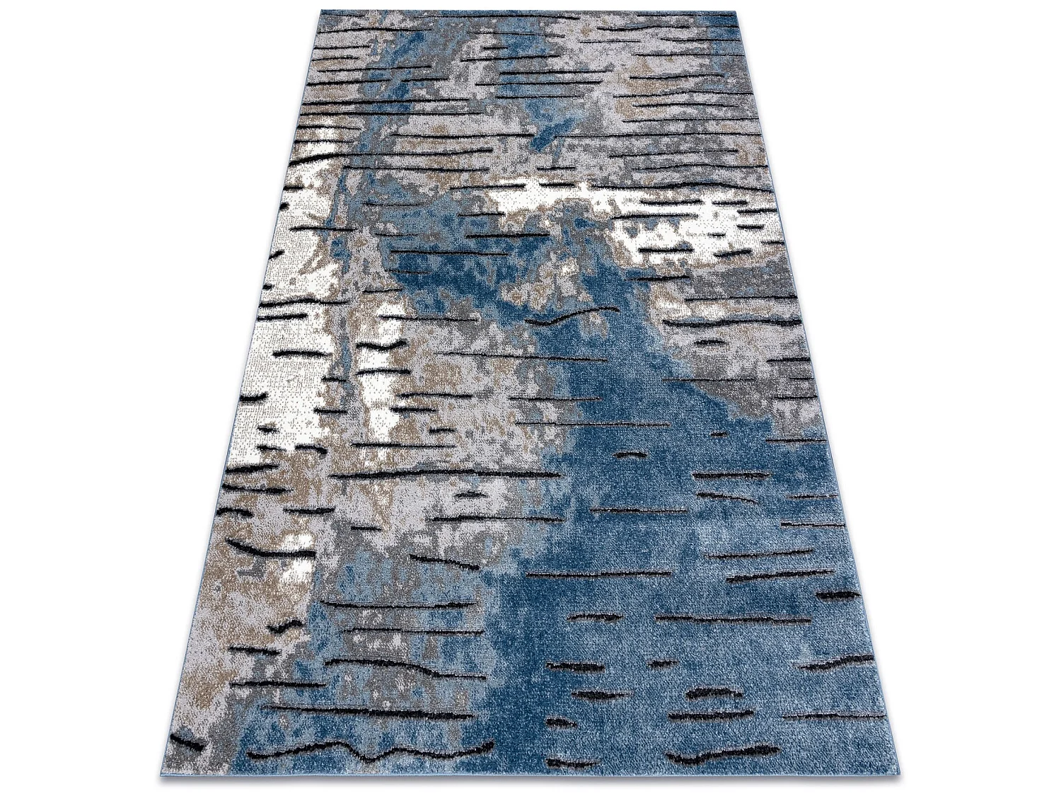 Tapis moderne COZY 8876 Rio - Structural deux niveaux de molleton bleu 140x190 cm