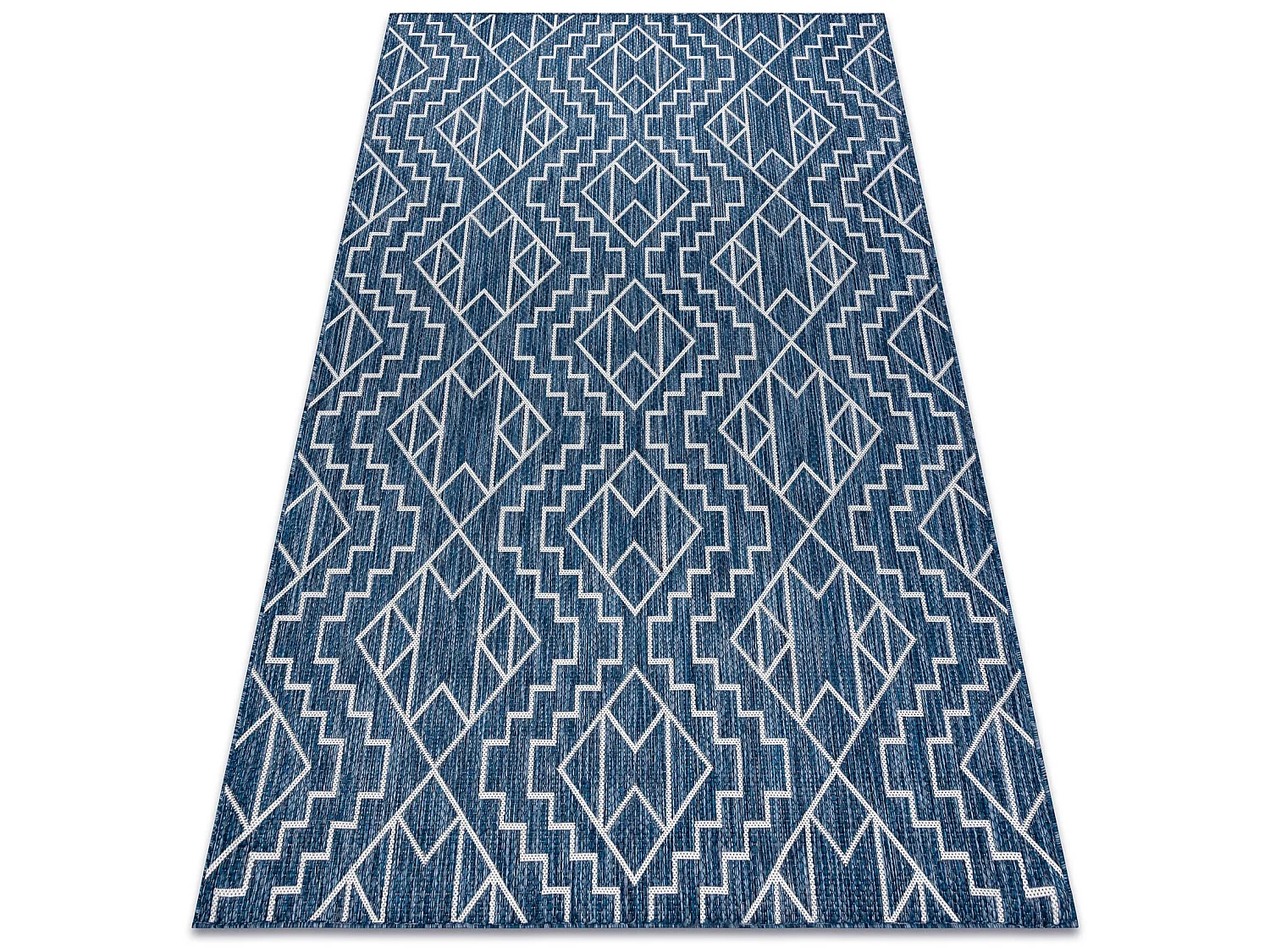 Tapis SIZAL SION Géométrique, Diamants 21778 tissé à plat bleu fon 80x150 cm