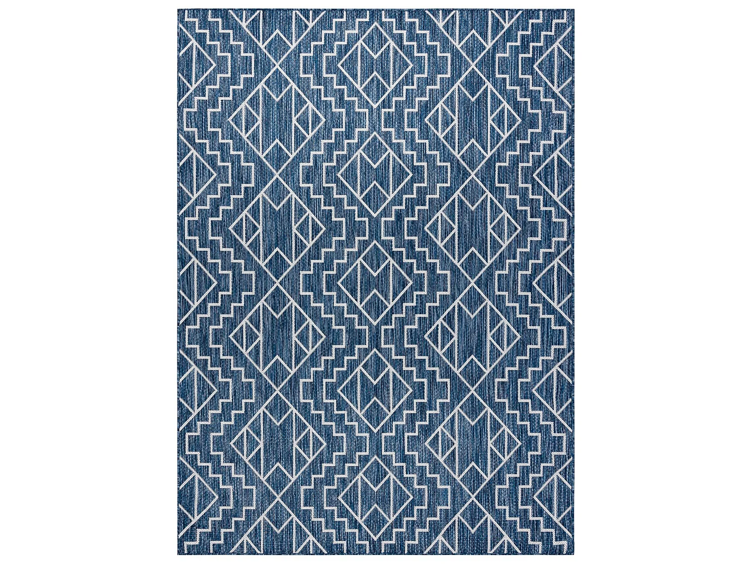 Tapis SIZAL SION Géométrique, Diamants 21778 tissé à plat bleu fon 80x150 cm