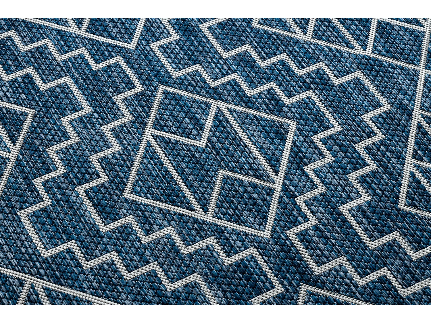 Tapis SIZAL SION Géométrique, Diamants 21778 tissé à plat bleu fon 80x150 cm
