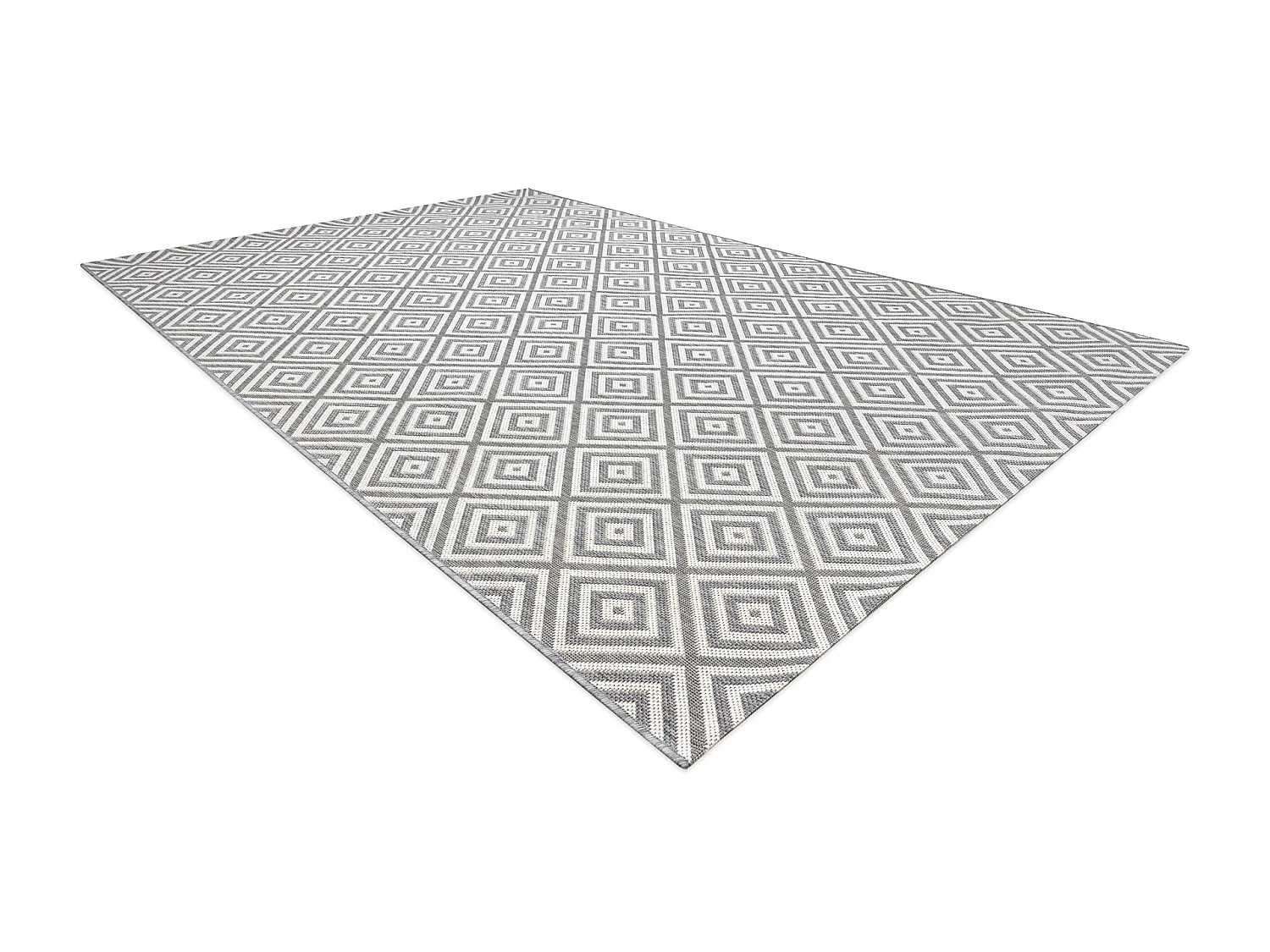 Tapis SIZAL FLAT 48607637 Carrés Losanges gris / crème 120x170 cm