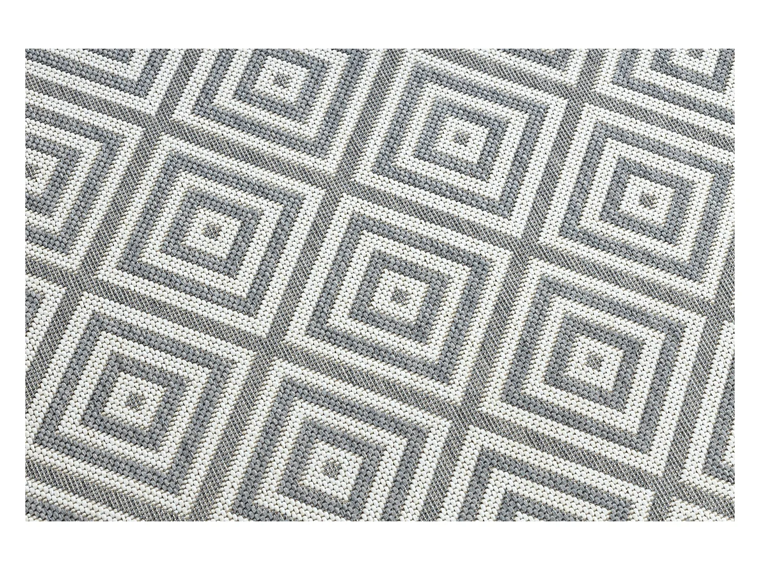 Tapis SIZAL FLAT 48607637 Carrés Losanges gris / crème 120x170 cm