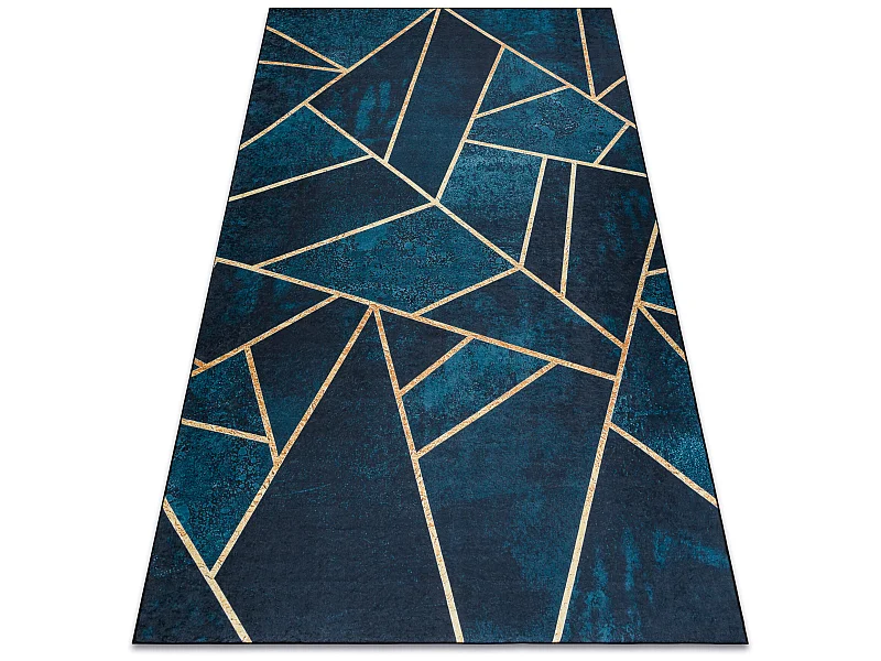 Tapis lavable ANDRE 1173 mosaïque, géométrique antidérapant - turq 120x170 cm