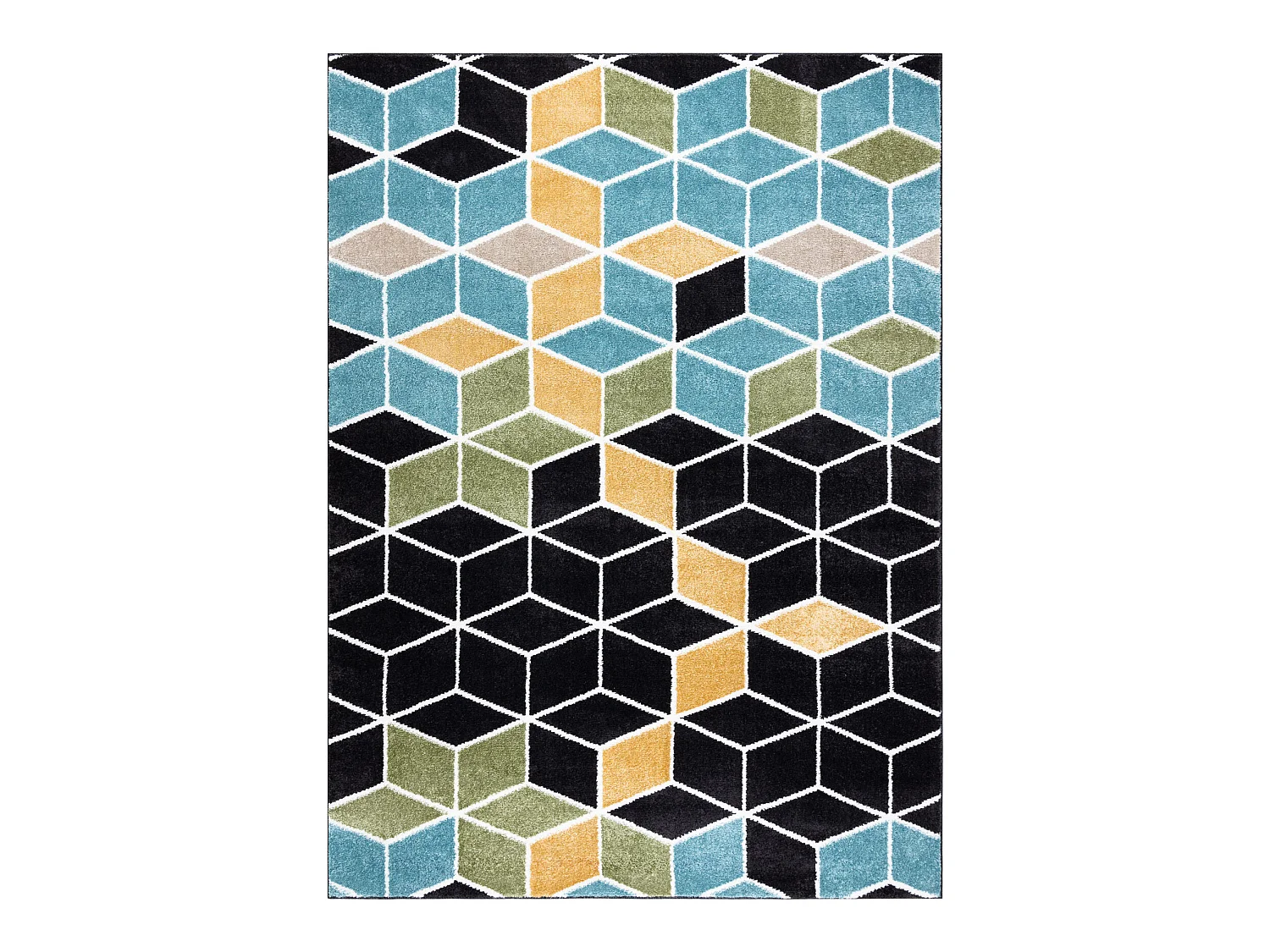 Tapis POLI 9139A Cube 3D noir / bleu 140x190 cm