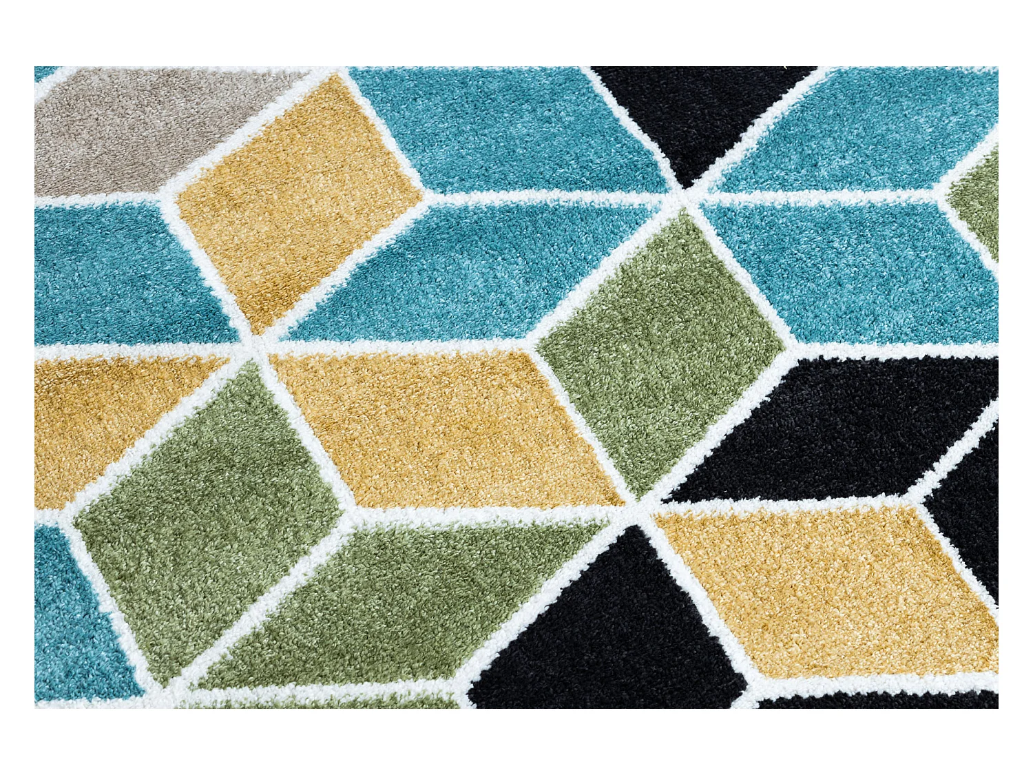 Tapis POLI 9139A Cube 3D noir / bleu 140x190 cm