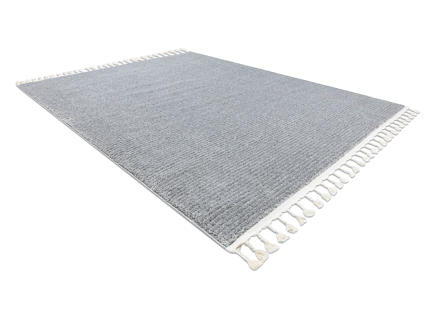 Tapis SEVILLA PC00B rayures gris Franges berbère marocain shaggy 140x190 cm