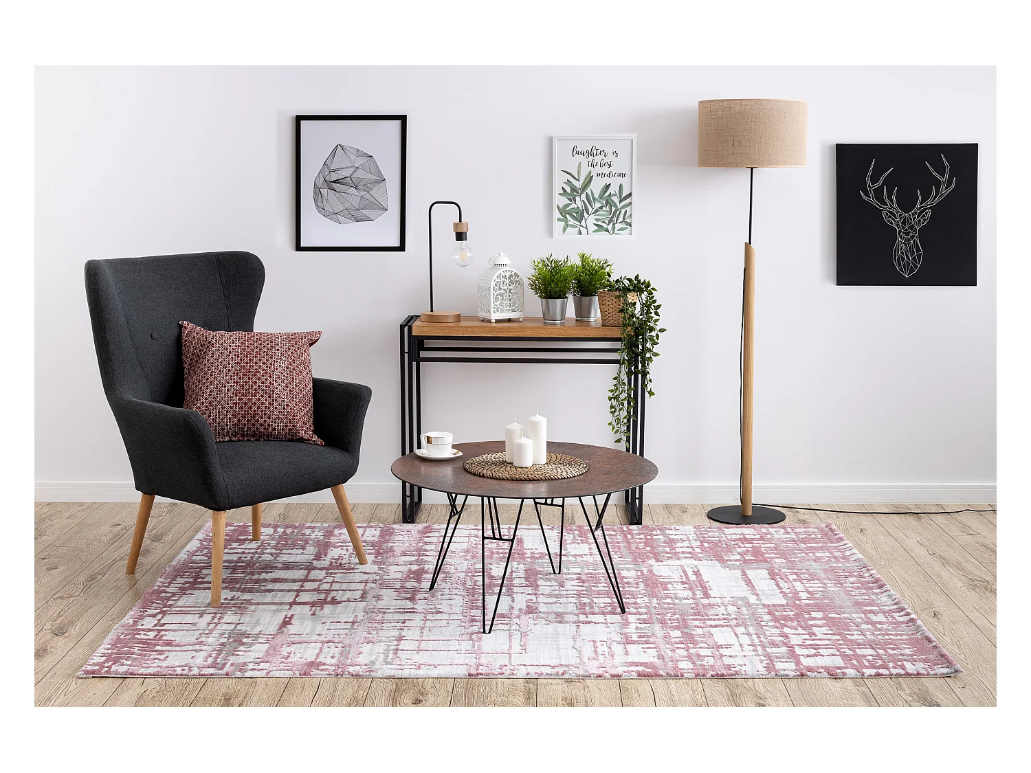 Tapijt ACRYL DIZAYN 122 helder , rozekleuring / helder , grijskleuring 160x230 cm