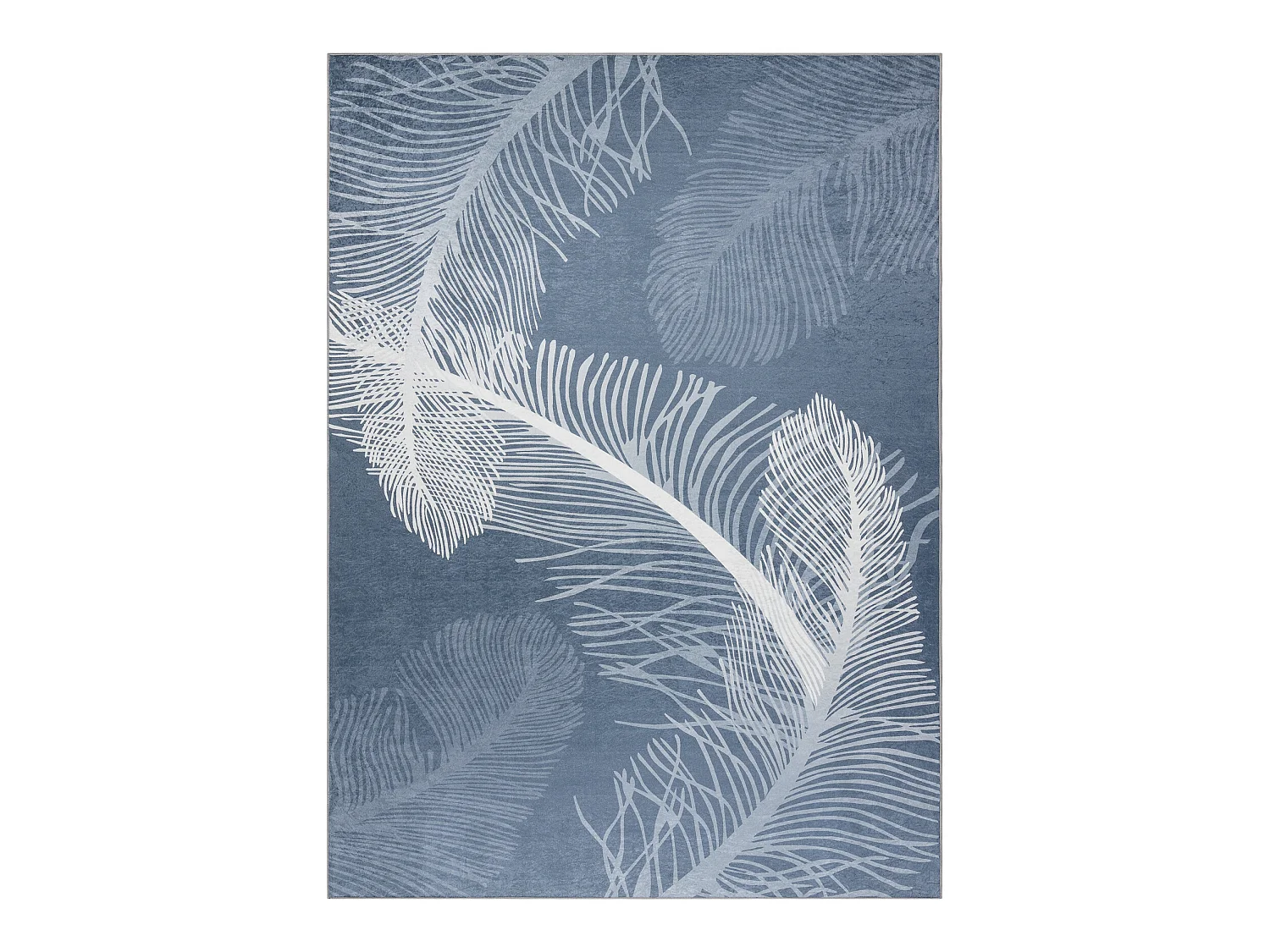 Tapis lavable ANDRE 1148 Plumes antidérapant - bleu 120x170 cm