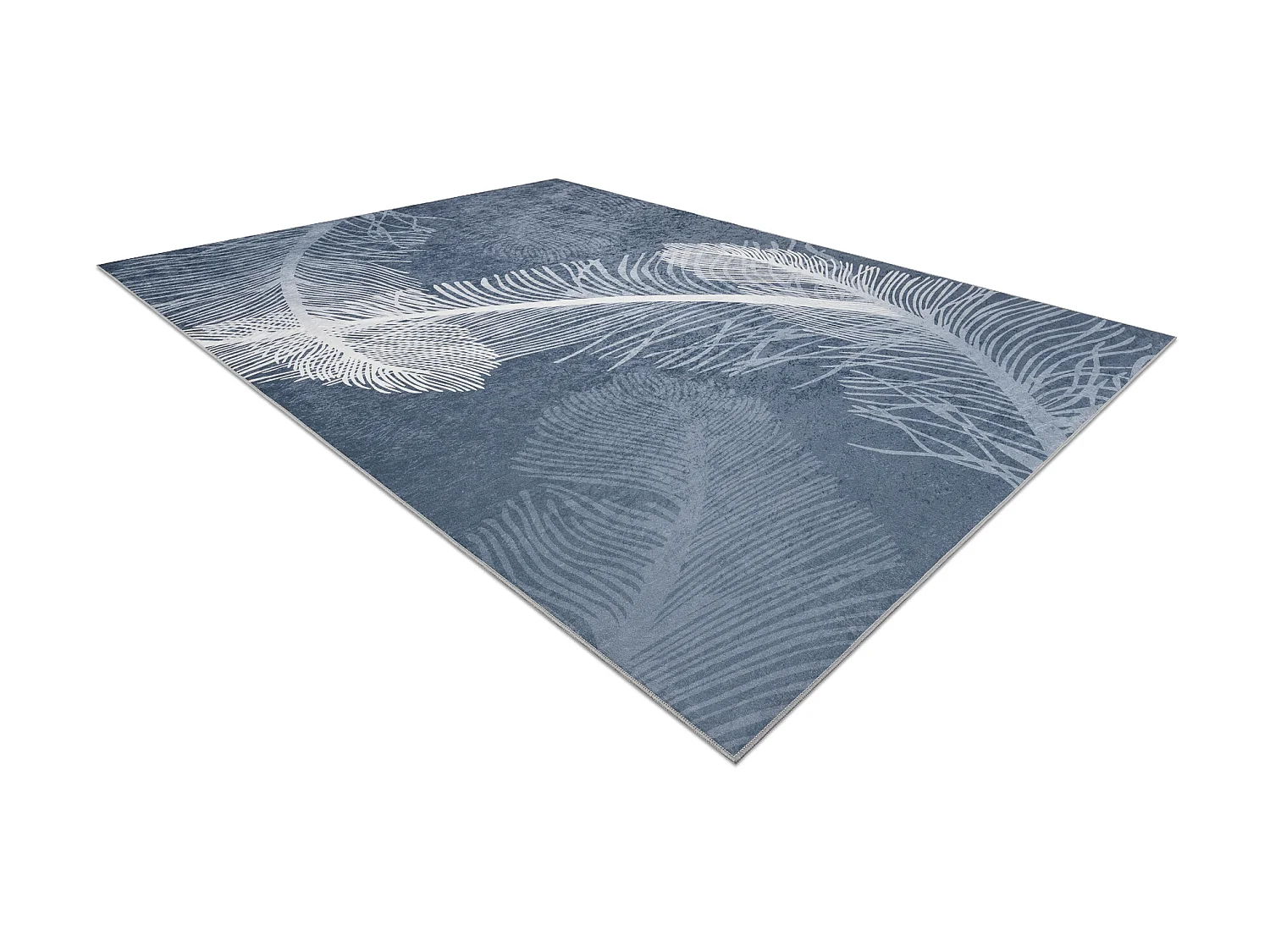 Tapis lavable ANDRE 1148 Plumes antidérapant - bleu 120x170 cm